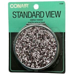 Conair Standard View Compact Mirror Double Sided Clear View Glittery Pink NEW